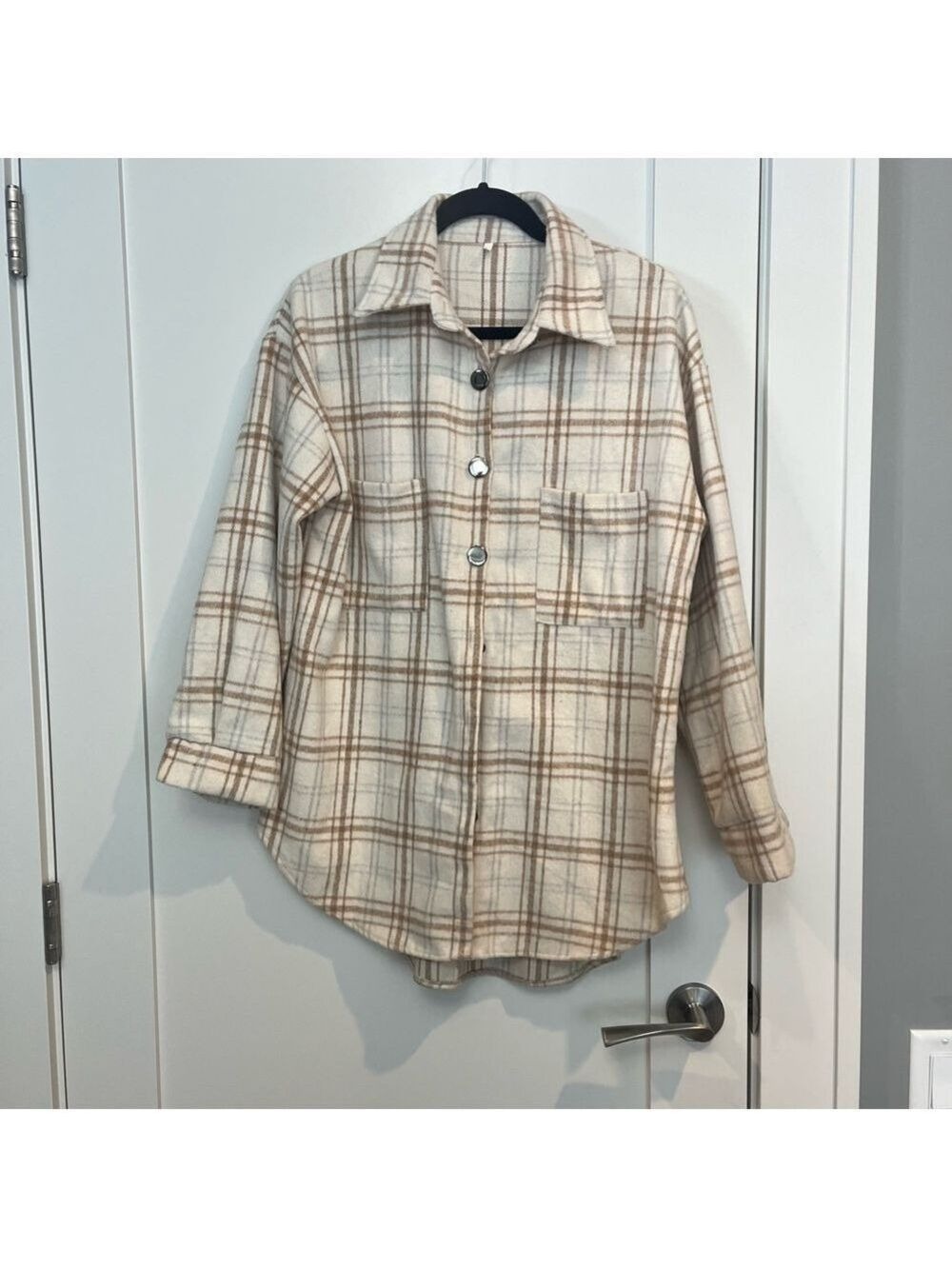 Plaid Button Down Shirt - Cream and Tan
